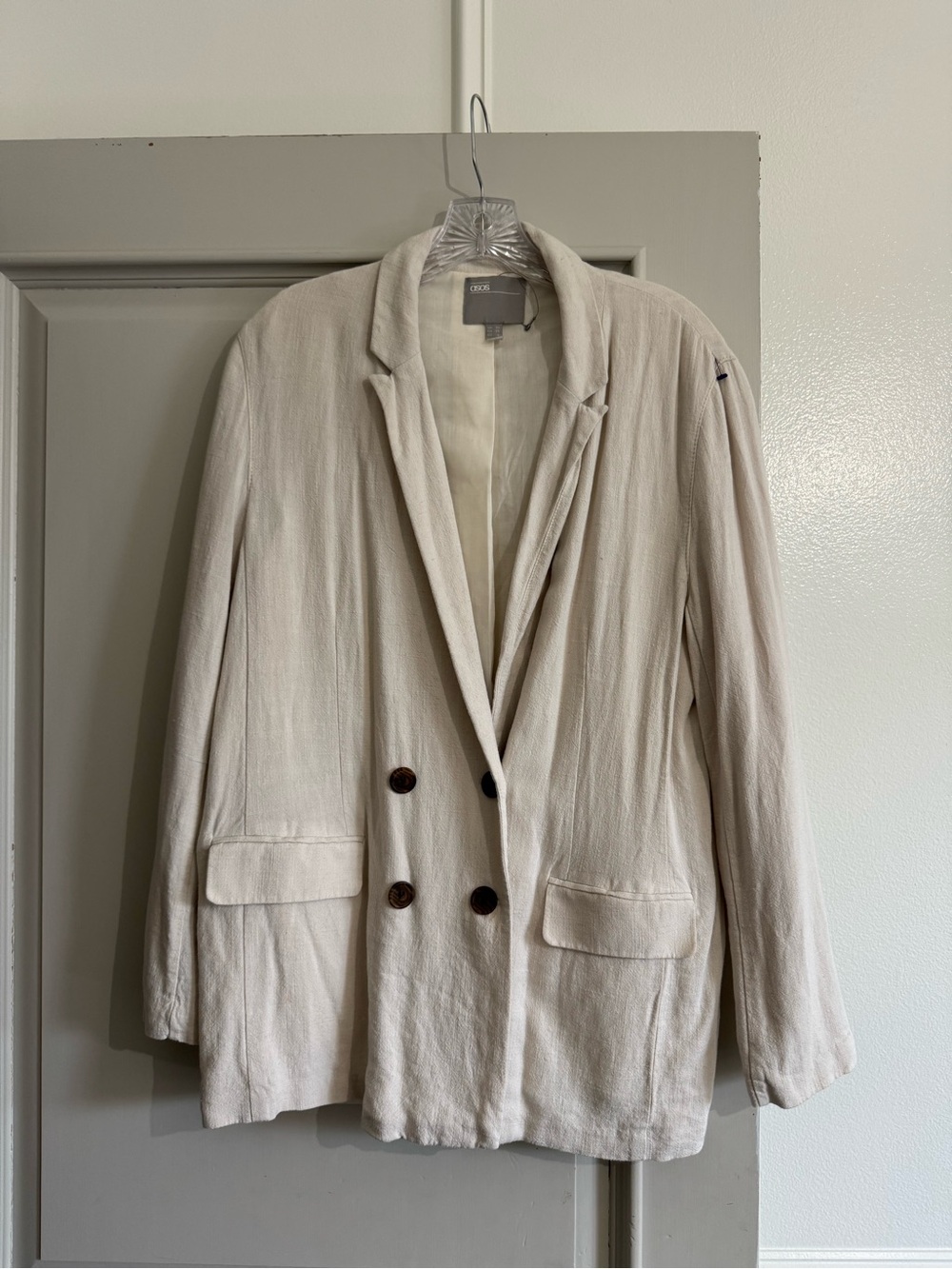ASOS Cream Double-Breasted Blazer Jacket